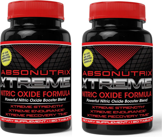 Absonutrix 2 Xtreme Power Formula Nitric Oxide Booster Blend - 3000mg Tablets for Strength & Endurance - All Natural USA Made