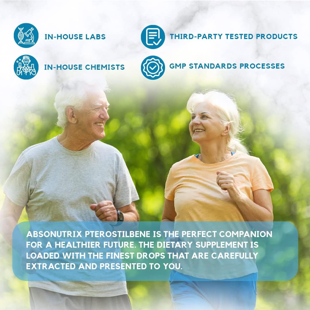 Absonutrix Pterostilbene Liquid Drops - 300mg, 4 fl oz - High Bioavailability, Third-Party Tested, Made in USA - Non-GMO