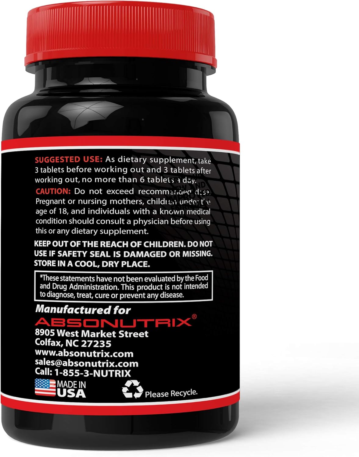 Absonutrix Xtreme Power Formula: Nitric Oxide Blend 120 Tablets - Boost Energy and Performance