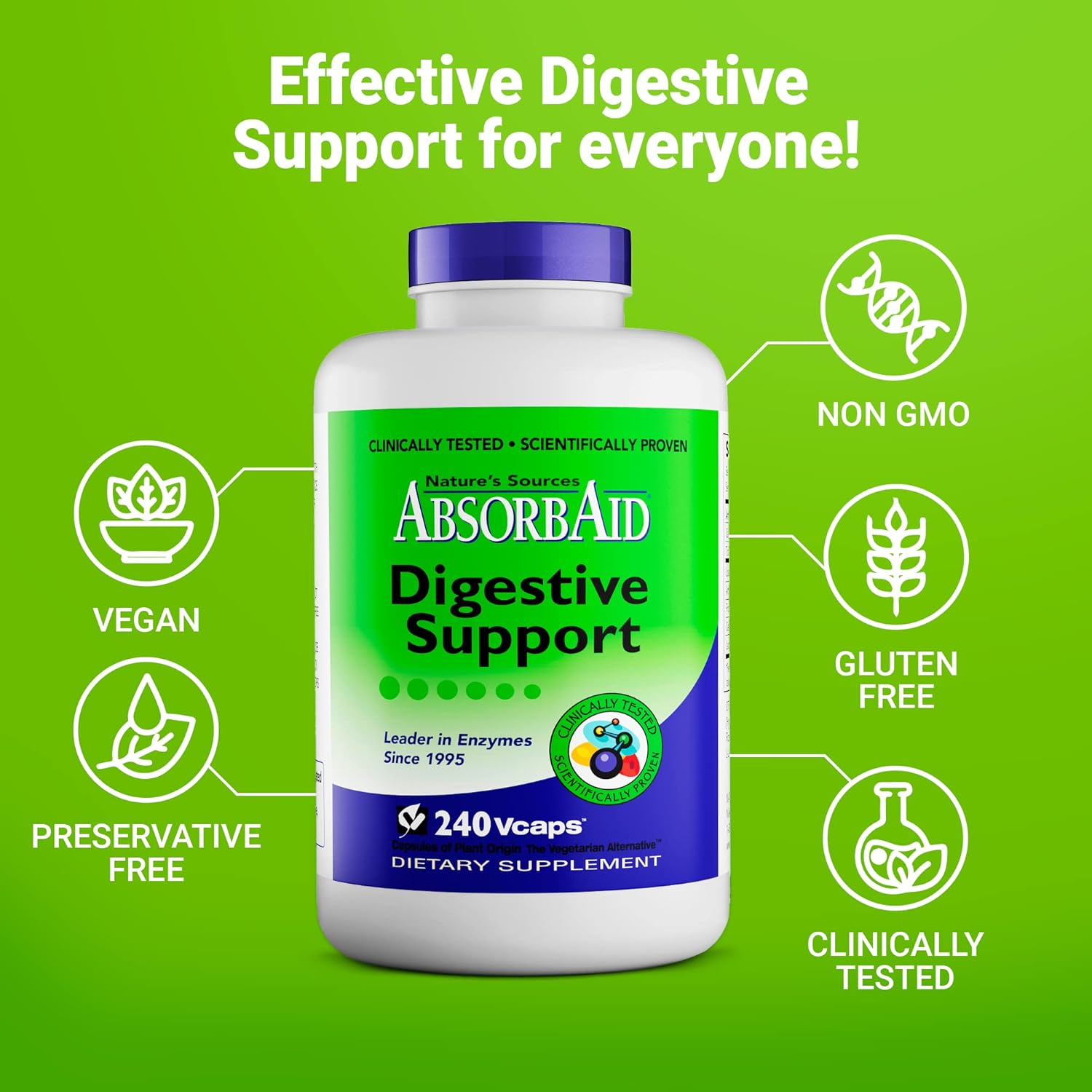AbsorbAid Digestive Enzymes: Enhance Nutrient Absorption with 240 vCaps - Up to 71% Increase