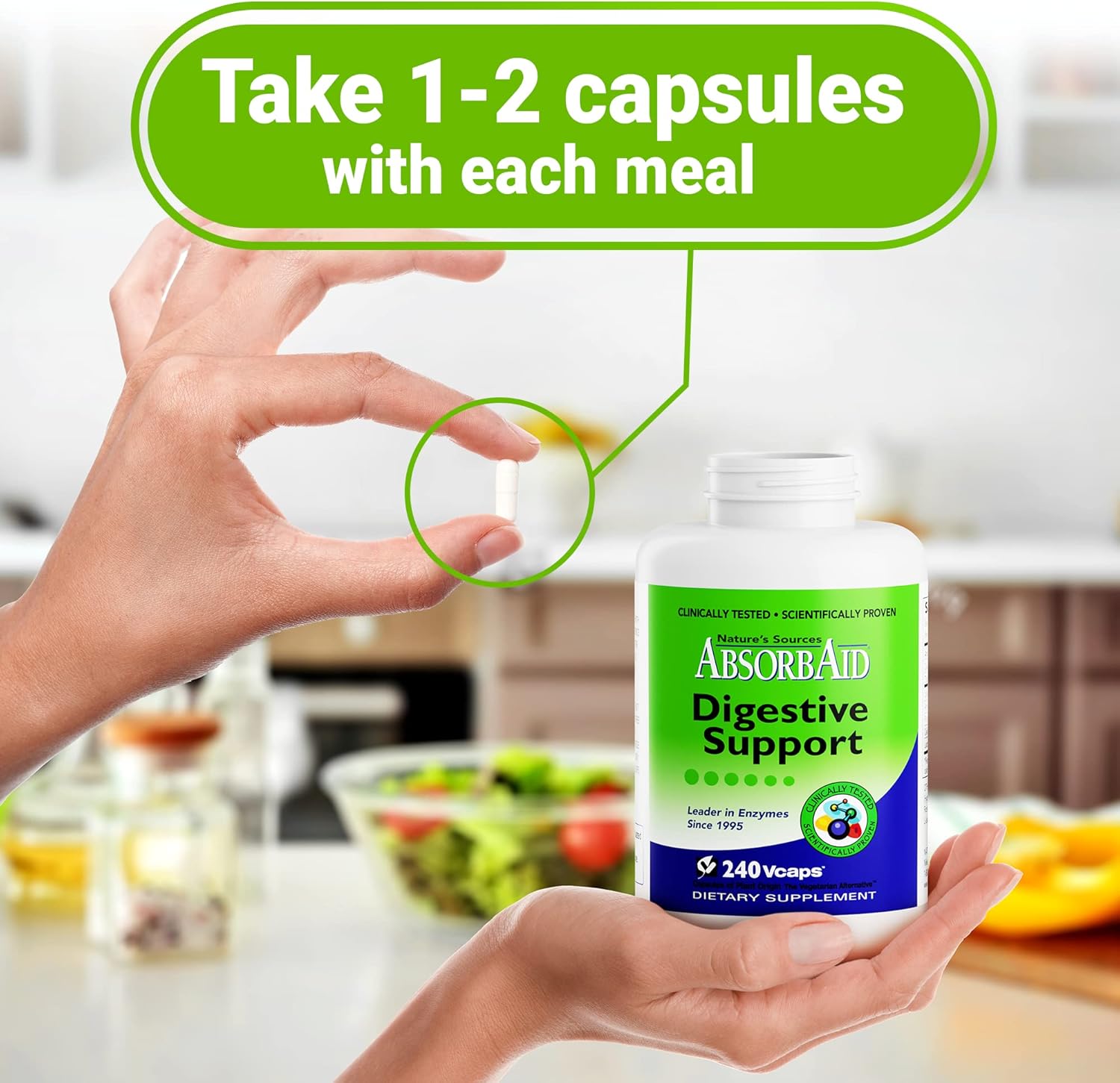AbsorbAid Digestive Enzymes: Enhance Nutrient Absorption with 240 vCaps - Up to 71% Increase