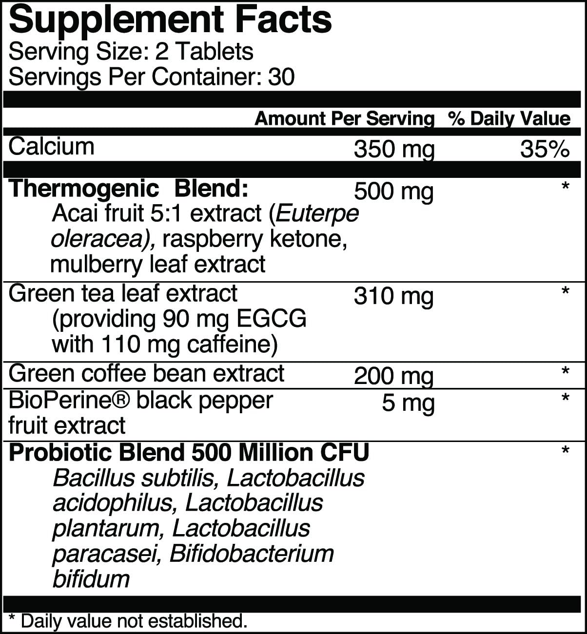 AcaiTrim Weight Loss Supplement with Green Tea, Coffee Bean, Raspberry Ketones, Acai, Probiotics - 60 Capsules for Metabolism & Energy