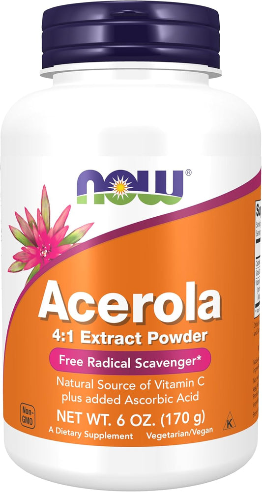 Acerola 4:1 Extract Powder Supplement, High in Vitamin C, Antioxidant Support, 6-Ounce Pack
