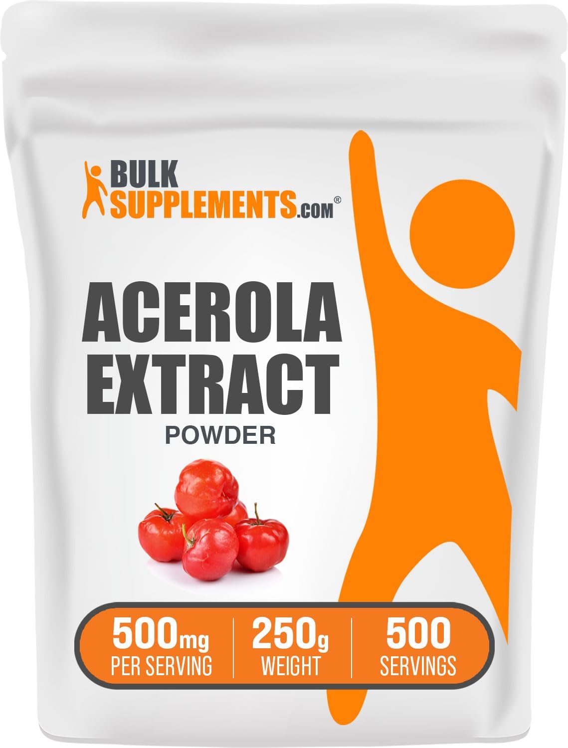 Acerola Cherry Extract Powder - High Quality Natural Vitamin C Supplement, Vegan & Gluten Free, 500mg per Serving - 250g (8.8 oz) Pack