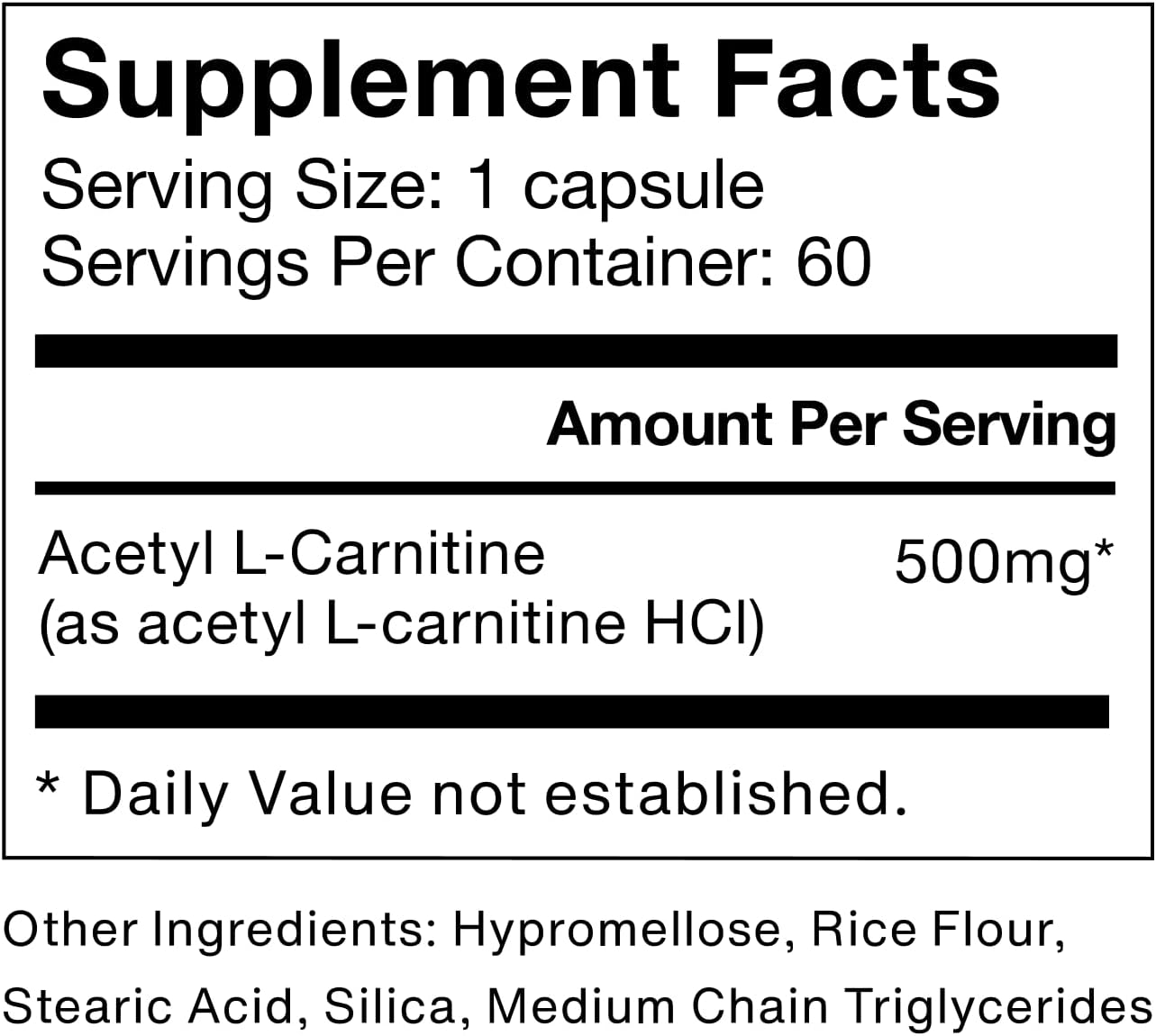 Acetyl-Carnitine Supplement, 60 Servings for Enhanced Performance and Cognitive Function