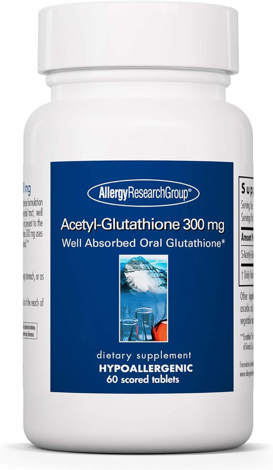 Acetyl-Glutathione by Allergy Research Group - High Absorption Oral Glutathione for Immune Support - 300mg, 60 Capsules