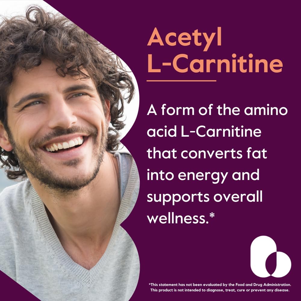 Acetyl L-Carnitine 500mg Capsules (240 Count) - Vegan, Non-GMO, Gluten Free - No Stearates - Bestvite Brand