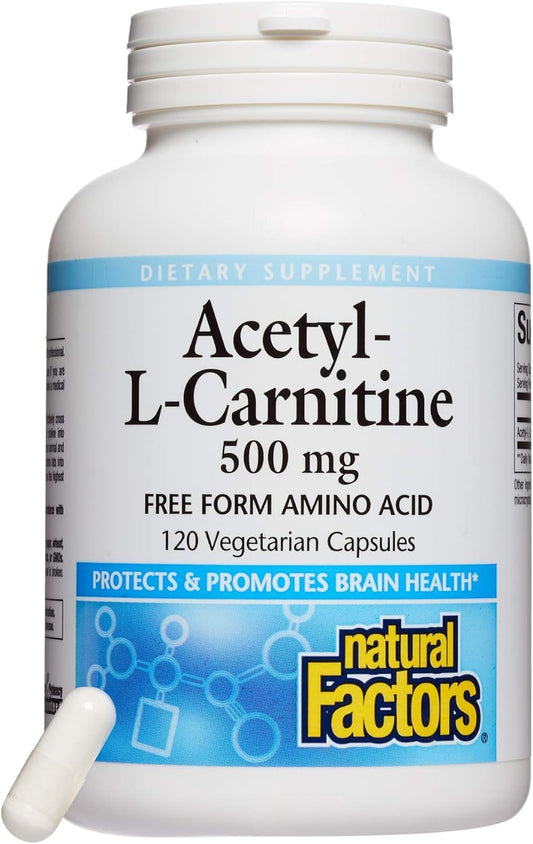 Acetyl L-Carnitine 500mg Capsules for Memory, Concentration & Brain Function - 120 Count