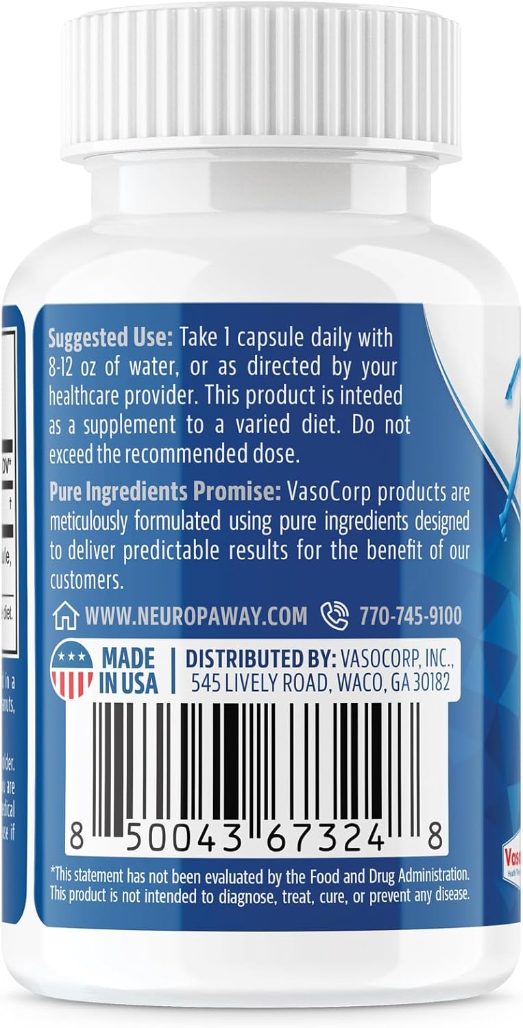Acetyl L-Carnitine 500mg Capsules for NeuropAWAY - 60ct, Acid Resistant, Veggie Caps, Third Party Tested - Made in USA