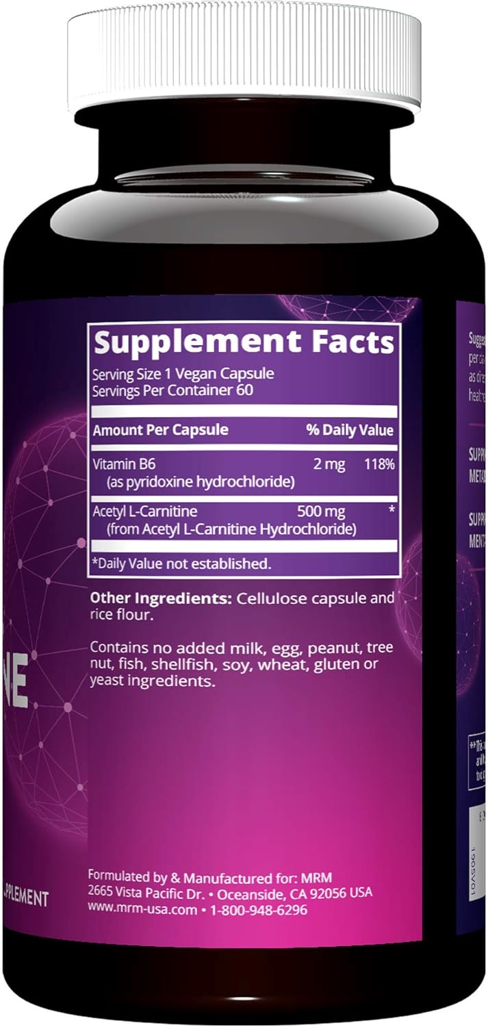 Acetyl L-Carnitine Capsules - 500mg Strength - 60 Count - MRM Brand