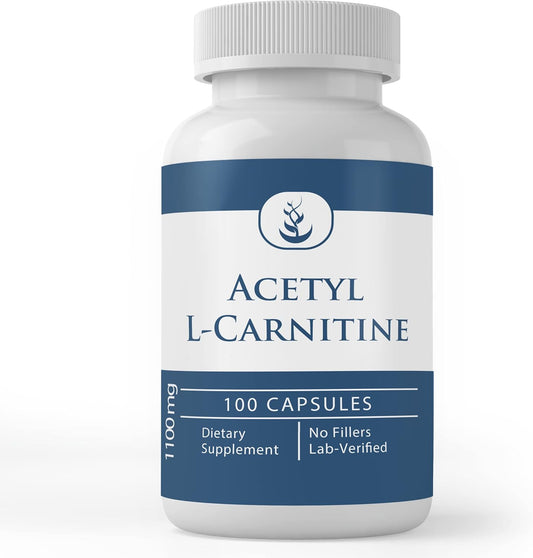 Acetyl L-Carnitine Capsules - Pure Ingredients, Lab Verified, No Additives (100 Count)