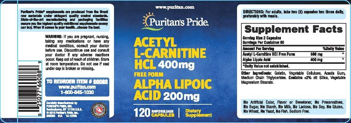 Acetyl L-Carnitine Free Form by Puritan's Pride - Premium Supplement for Energy and Cognitive Function