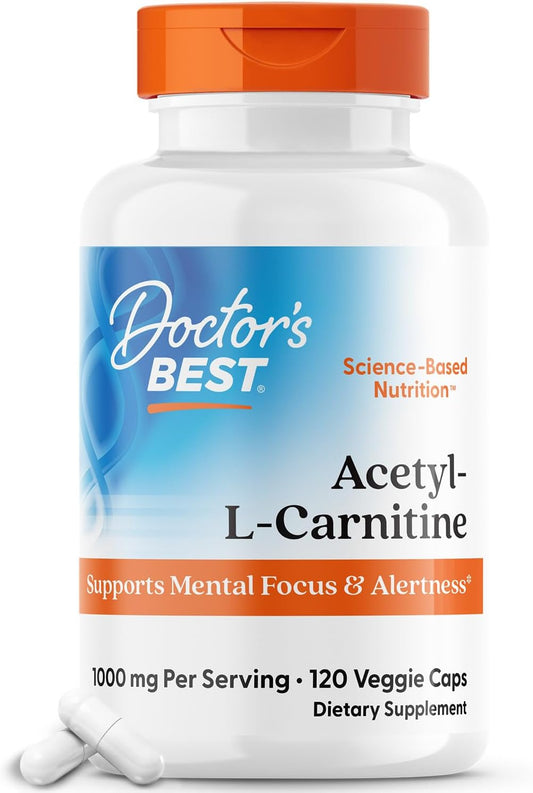 Acetyl-L-Carnitine Supplement for Mental Focus & Alertness - Non-GMO, Gluten Free, Vegan Veggie Caps - 120 Count