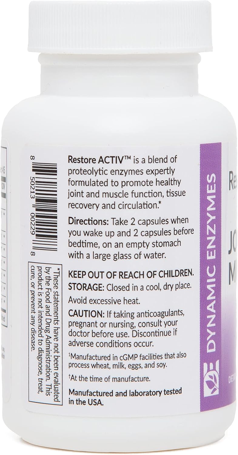 Acid-Resistant Enzymes for Muscle, Joint, and Tissue Support - 40 Count