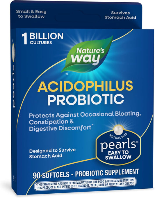 Acidophilus Probiotic Pearls by Nature's Way: Promotes Digestive Balance, Gut Health, and Relieves Constipation and Bloating - 90 Softgels