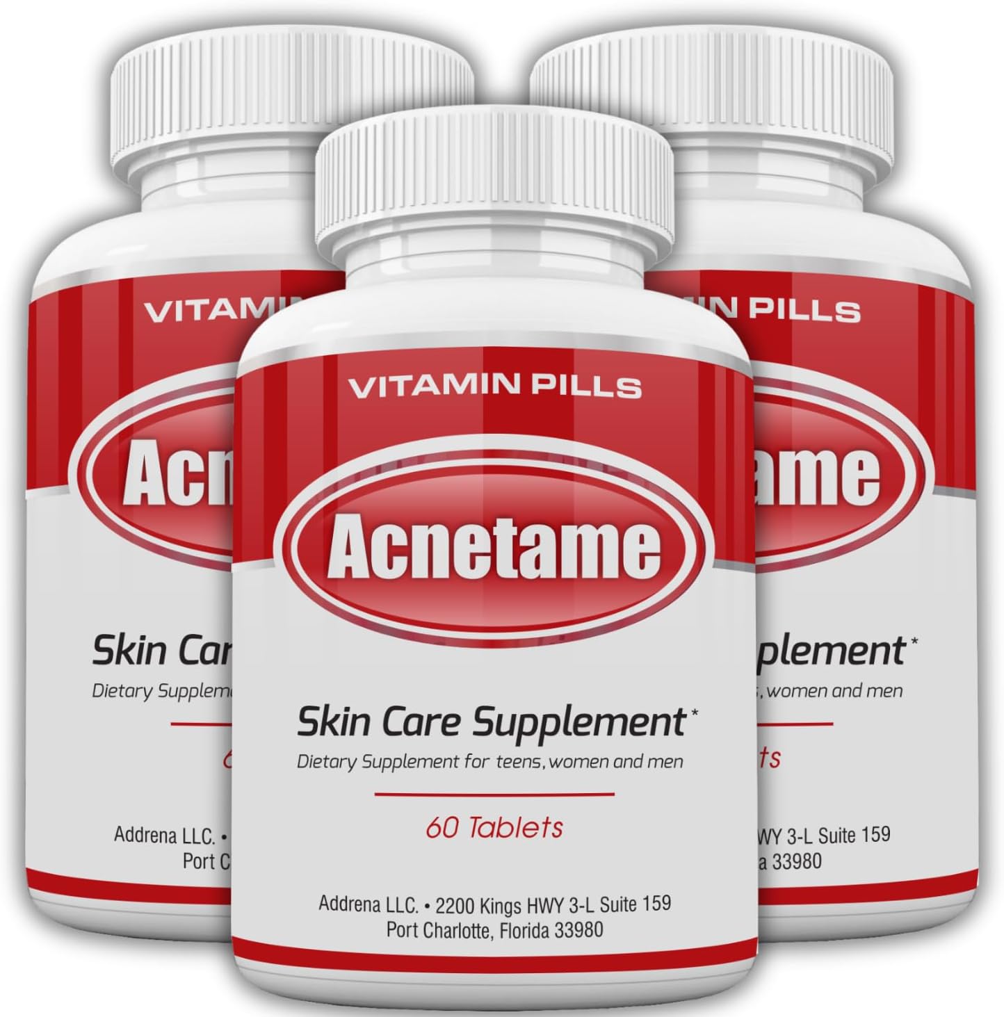 Acnetame 3 Pack: Hormonal Pimple Tablets for Acne Treatment - Vitamin Supplements to Clear Oily Skin for Women, Men, Teens, and Adults