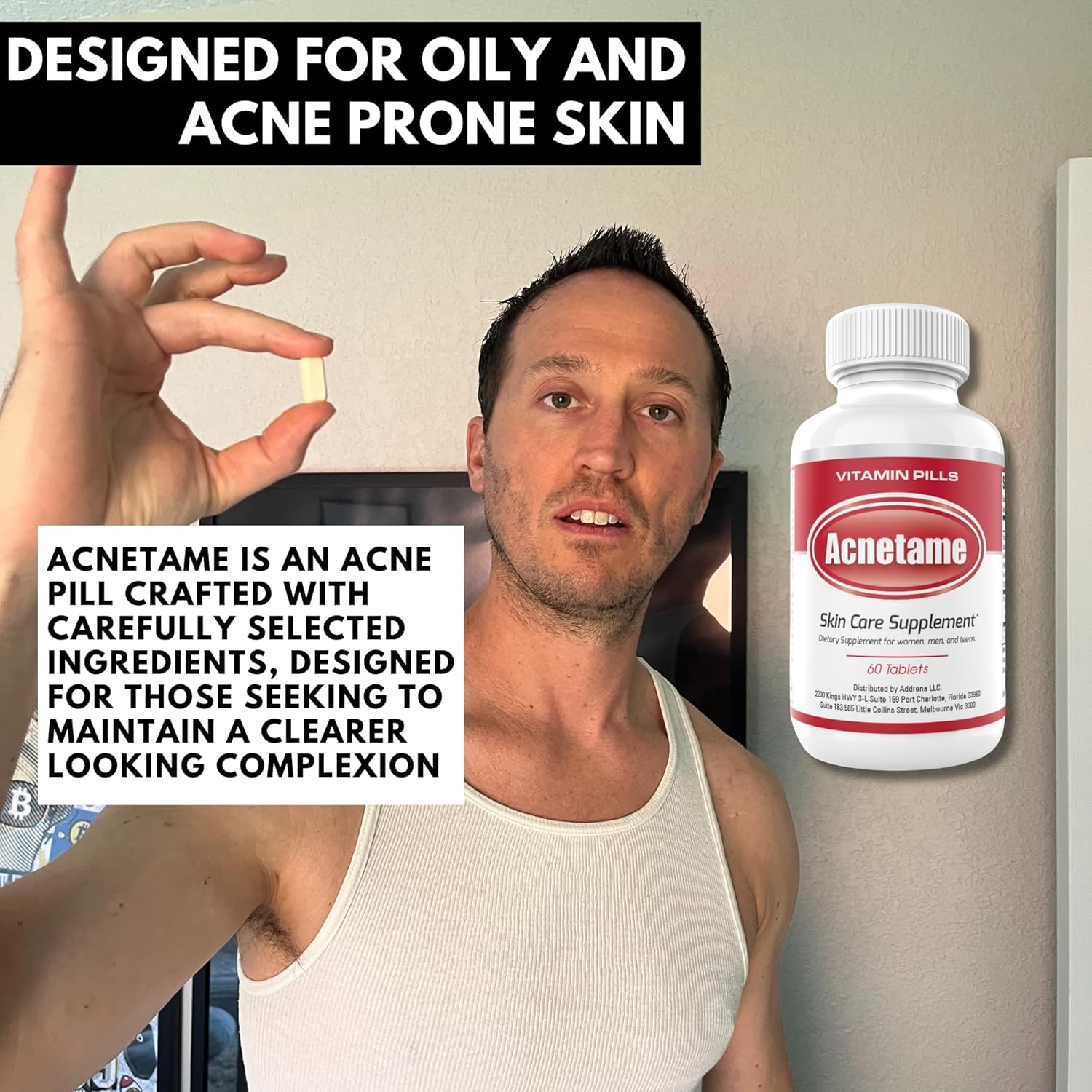 Acnetame 3 Pack: Hormonal Pimple Tablets for Acne Treatment - Vitamin Supplements to Clear Oily Skin for Women, Men, Teens, and Adults