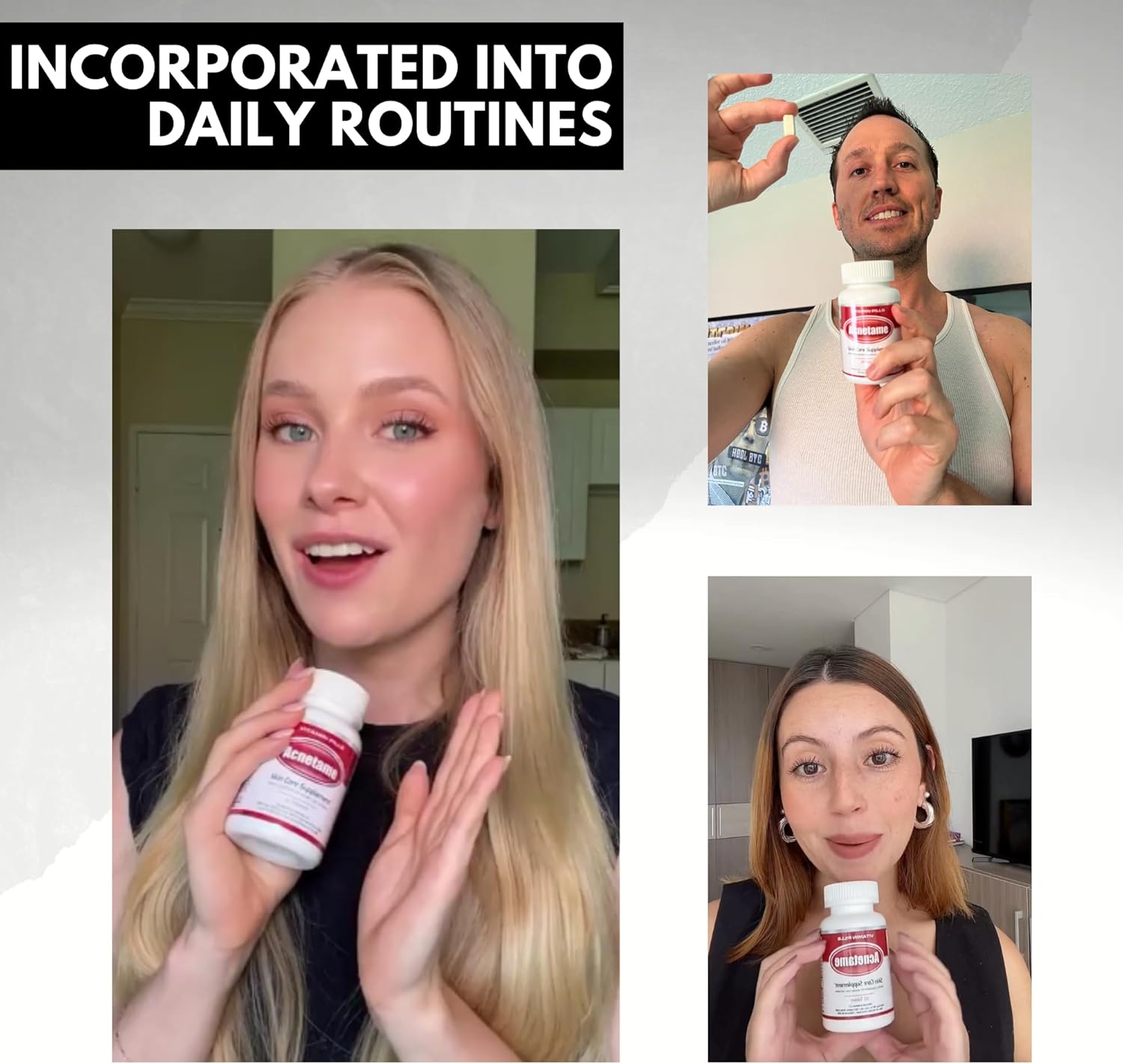 Acnetame 3 Pack: Hormonal Pimple Tablets for Acne Treatment - Vitamin Supplements to Clear Oily Skin for Women, Men, Teens, and Adults