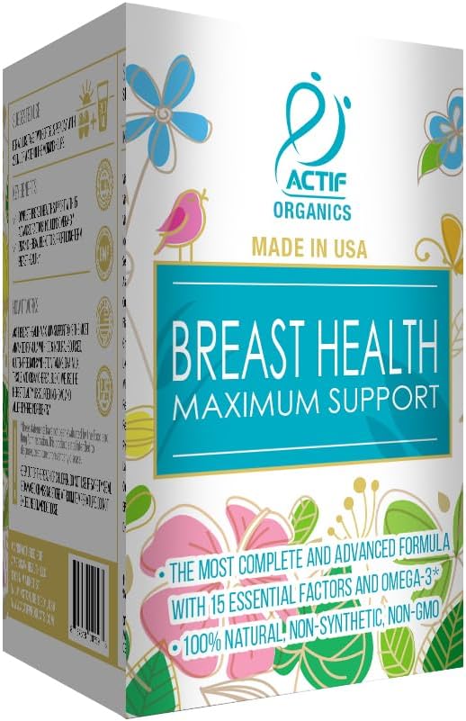 ACTIF Breast Health Maximum Support Supplement - 15 Advanced Factors, Omega-3, Non GMO - 90 Count, Made in USA