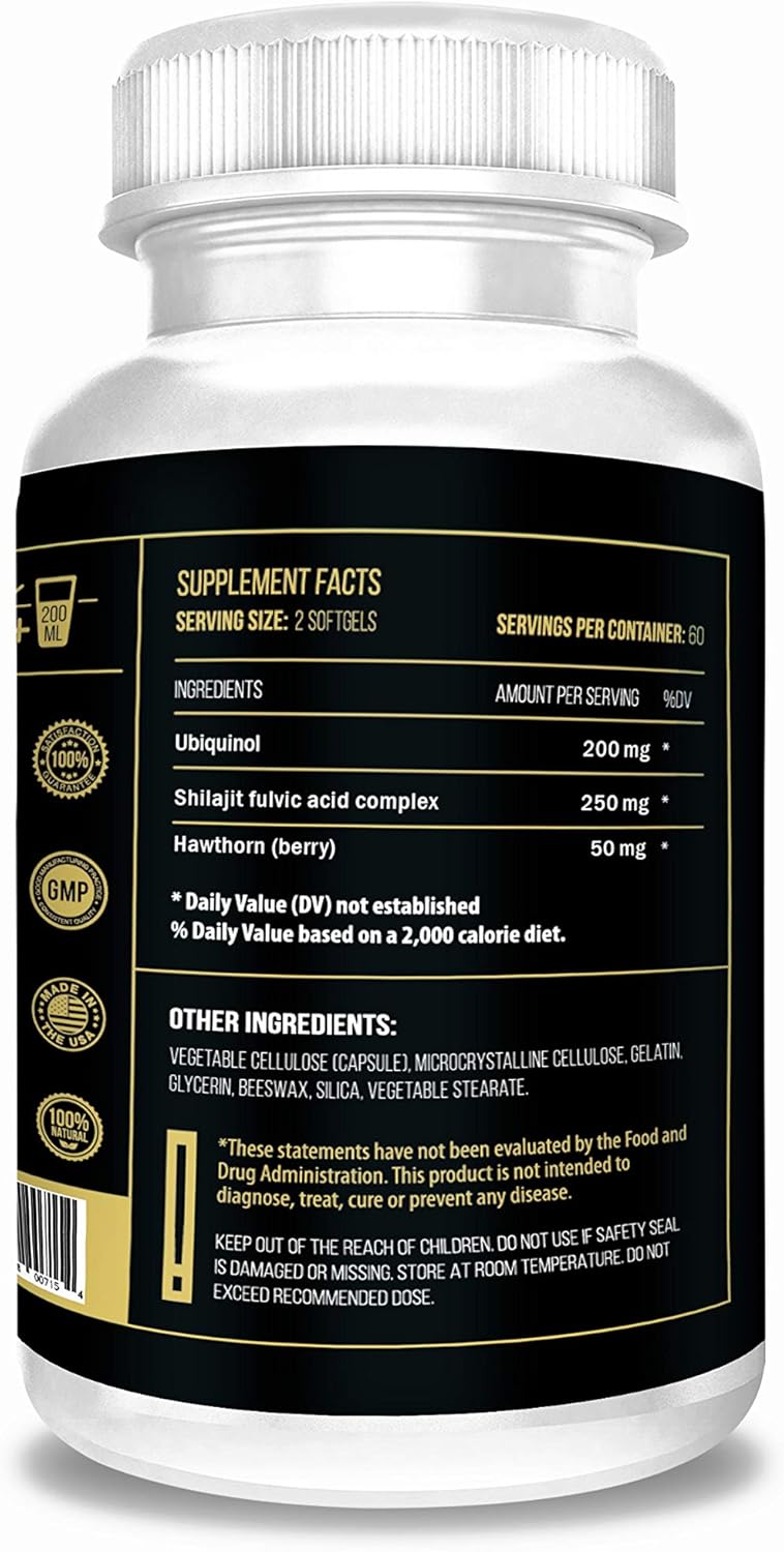 ACTIF Super Ubiquinol CoQ10 200mg - 120 Count - Enhanced Mitochondrial Support - Non-GMO - Made in USA