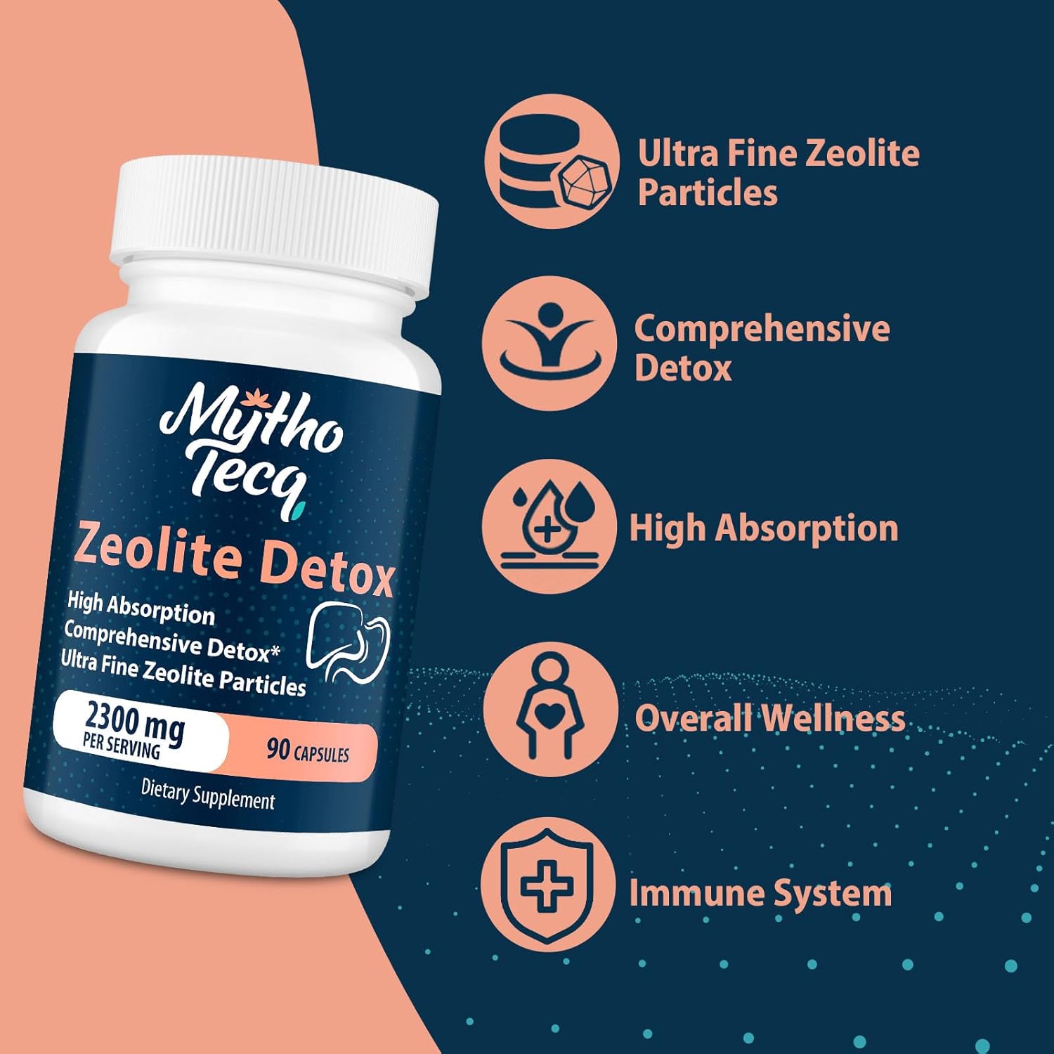 Activated Charcoal & Bentonite Clay Detox Capsules - 2300 MG Zeolite Cleanse for Liver, Gut, and Heavy Metals - Highly Absorbable Full Body Detox (90 Capsules)