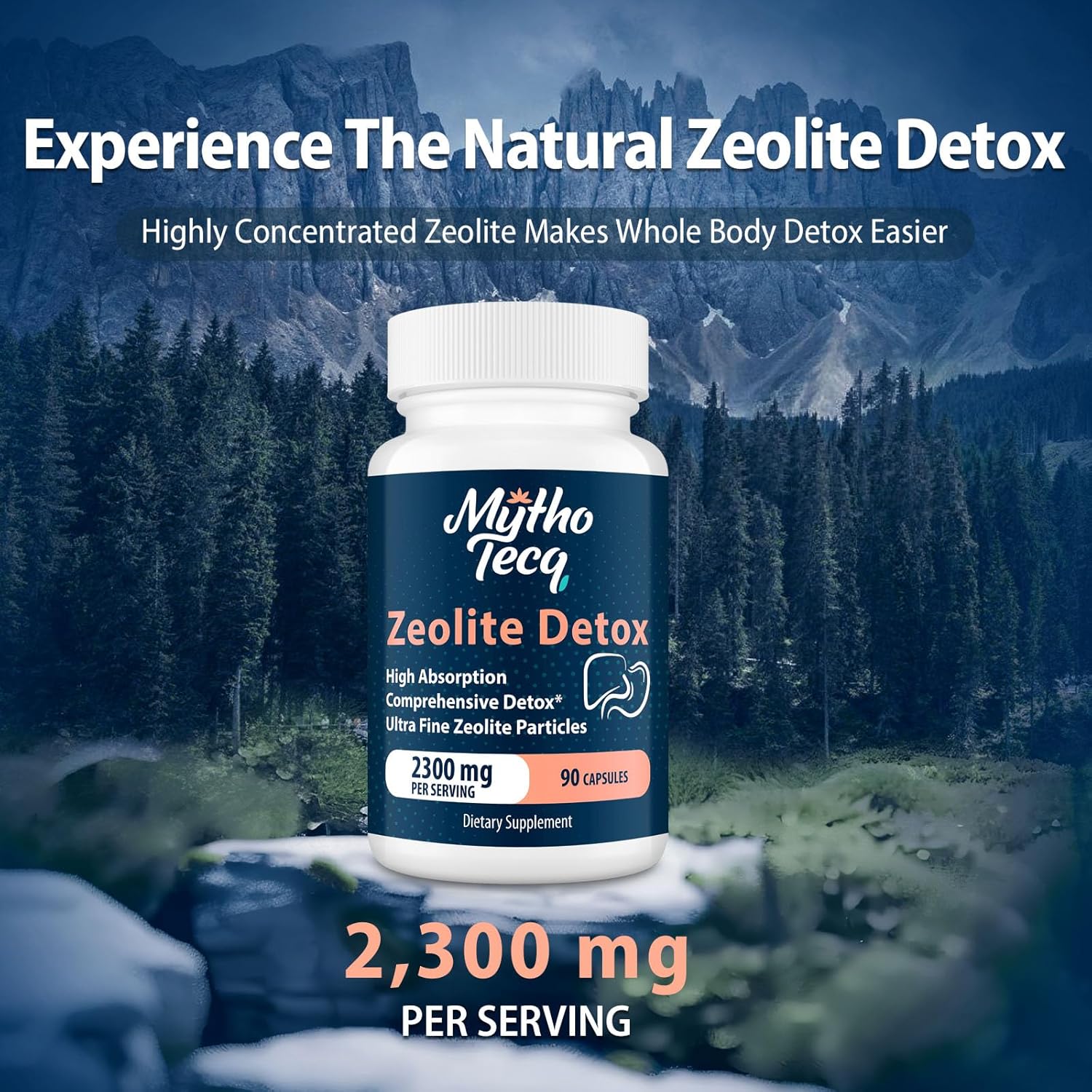 Activated Charcoal & Bentonite Clay Detox Capsules - 2300 MG Zeolite Cleanse for Liver, Gut, and Heavy Metals - Highly Absorbable Full Body Detox (90 Capsules)
