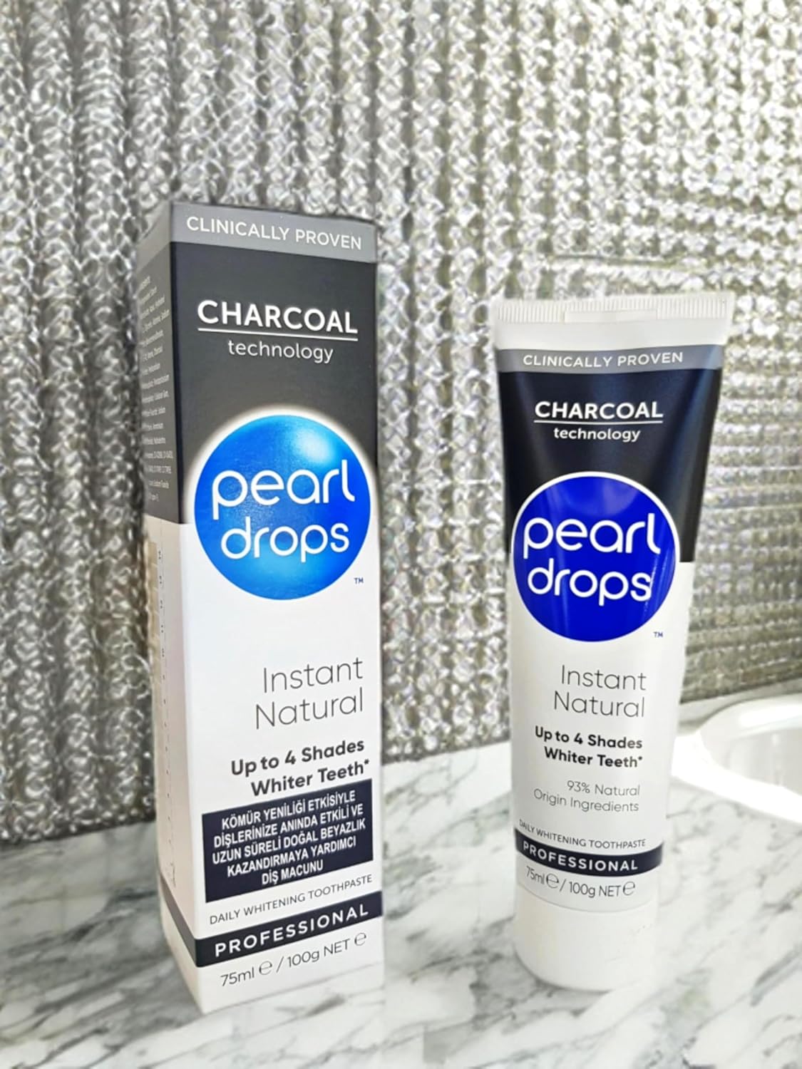 Activated Charcoal Pearl Drops Instant Natural White Toothpaste 75ml