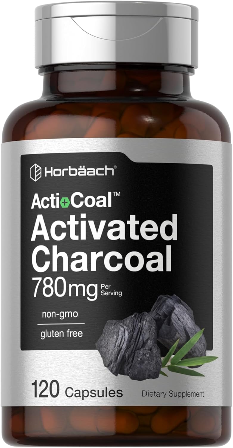 Activated Charcoal Pills 780mg - 120 Capsules - Non-GMO & Gluten Free - Coconut Shell Charcoal Supplement