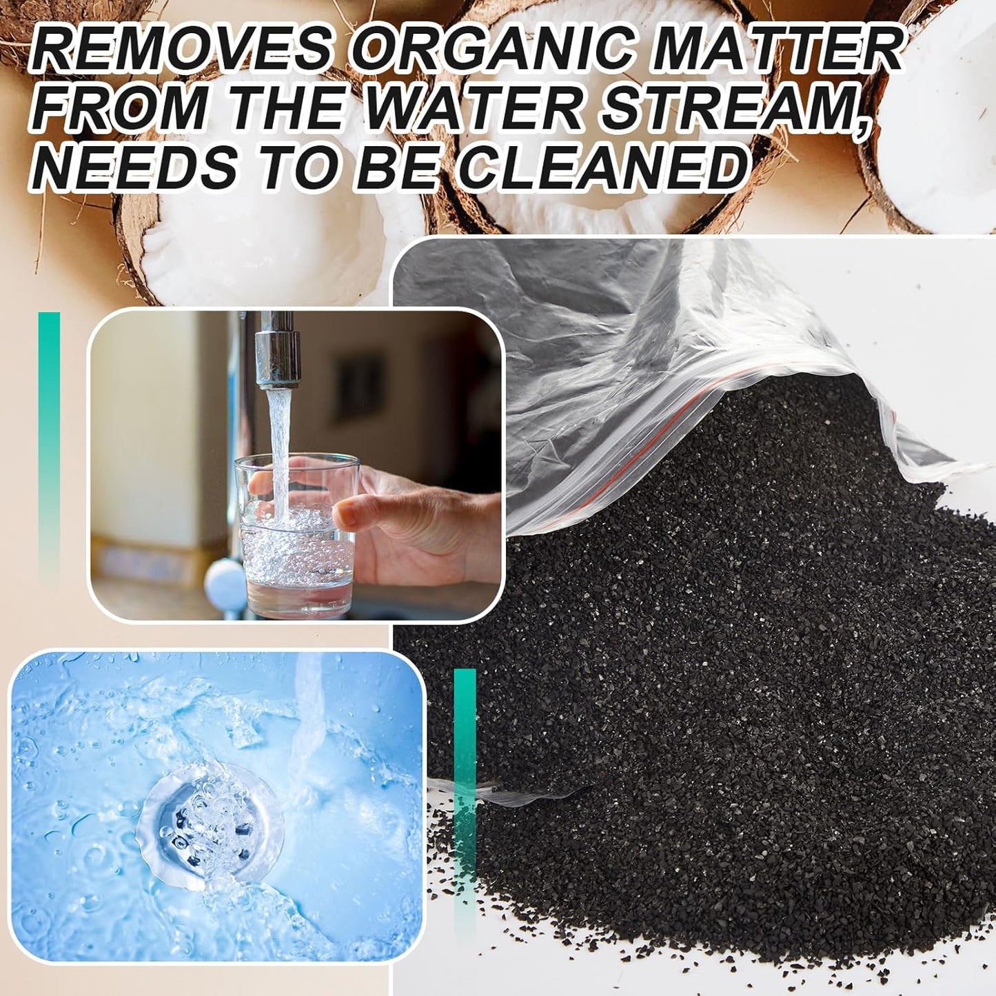 Activated Charcoal Powder Bulk Granular Carbon Coconut Pellets for Water & Air Filtration - 10lbs