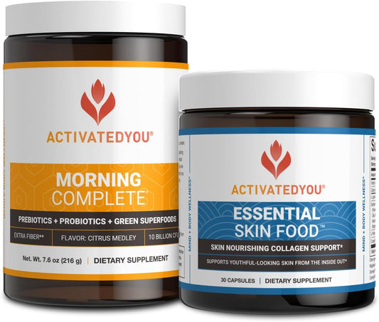 ActivatedYou Morning Complete Citrus Medley Prebiotics, Probiotics, Superfoods + Collagen Support 30 Servings