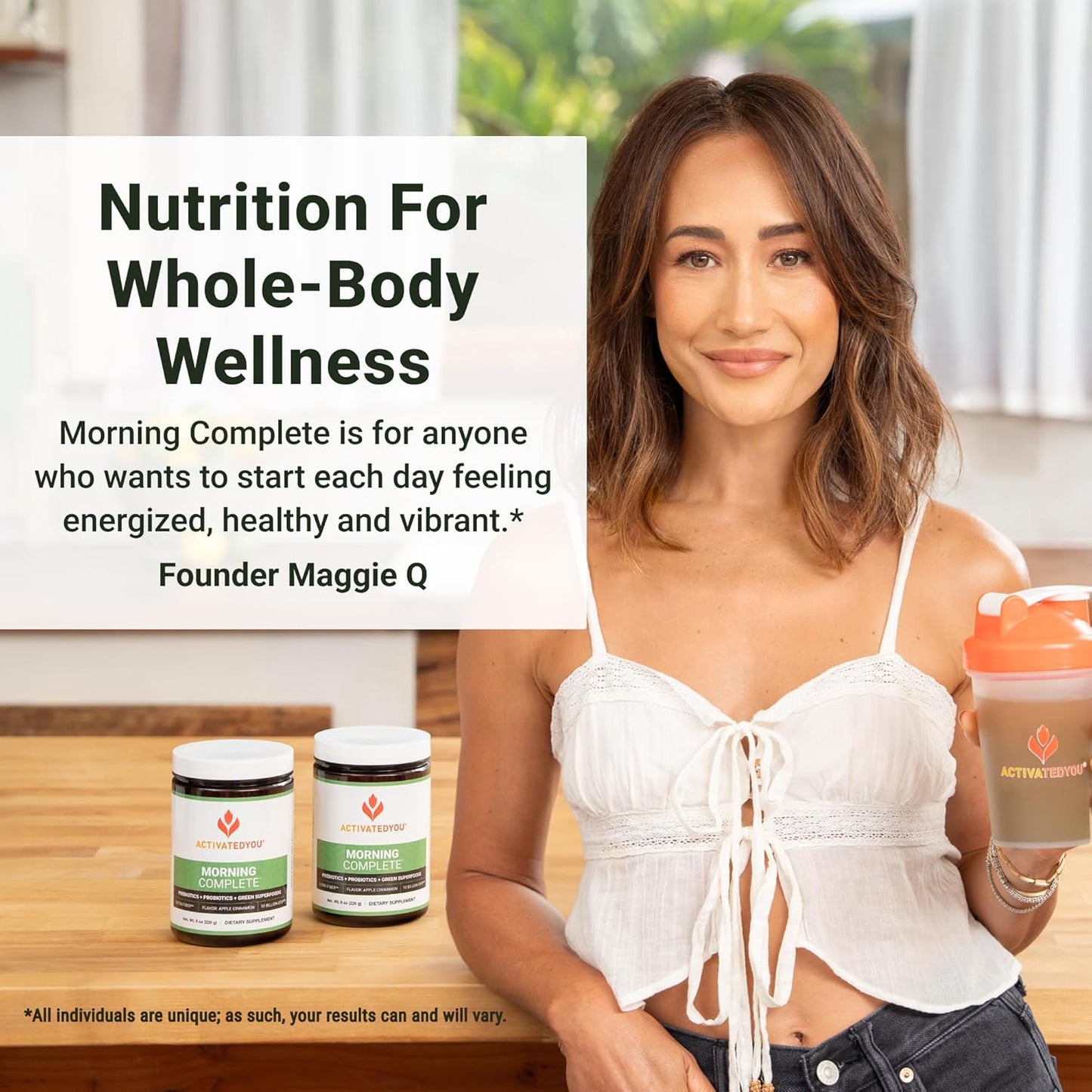ACTIVATEDYOU Morning Complete Green Superfood Drink Mix for Gut Health with Prebiotics, Probiotics, Antioxidants, 10 Billion CFUs, 30 Servings - Apple Cinnamon Flavor