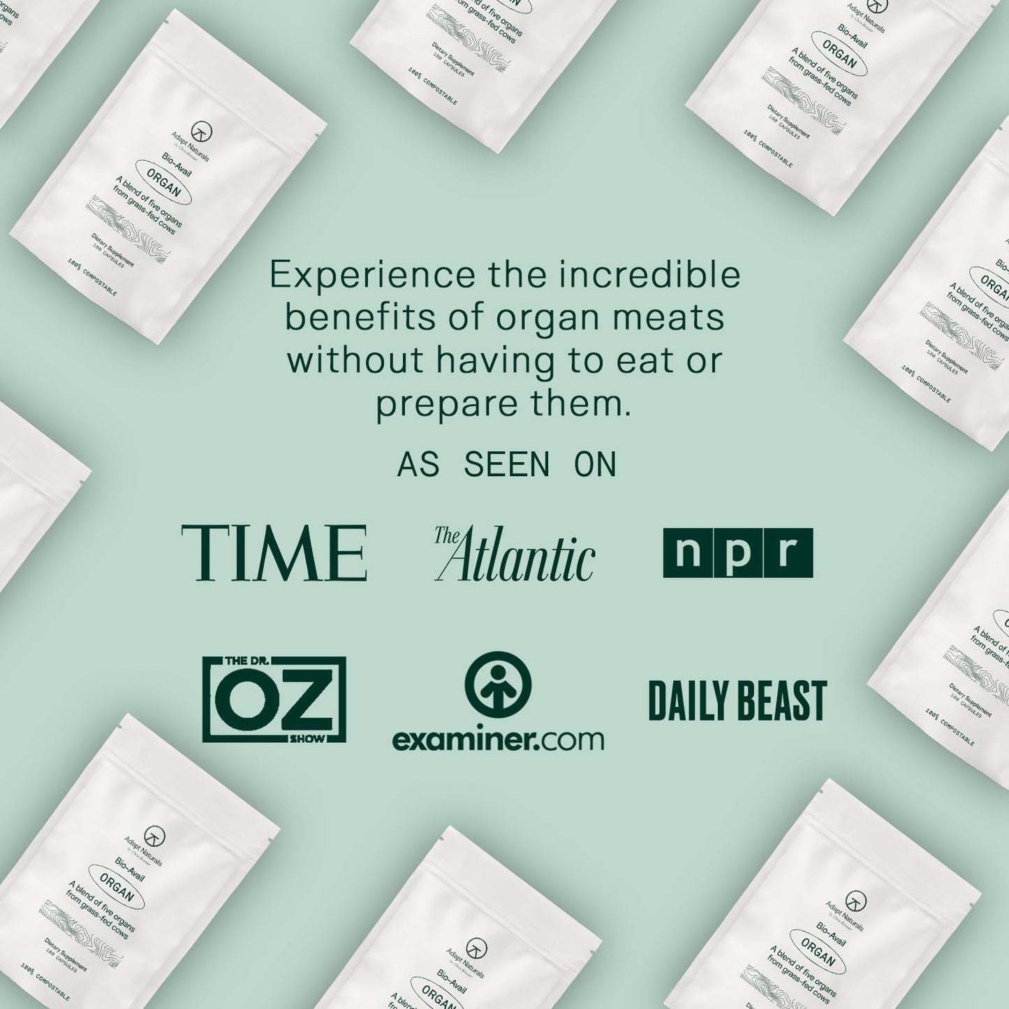 Adapt Naturals Grass Fed Beef Organ Supplement Capsules for Liver Cleanse & Repair - Source of CoQ10 - 30 Day Supply