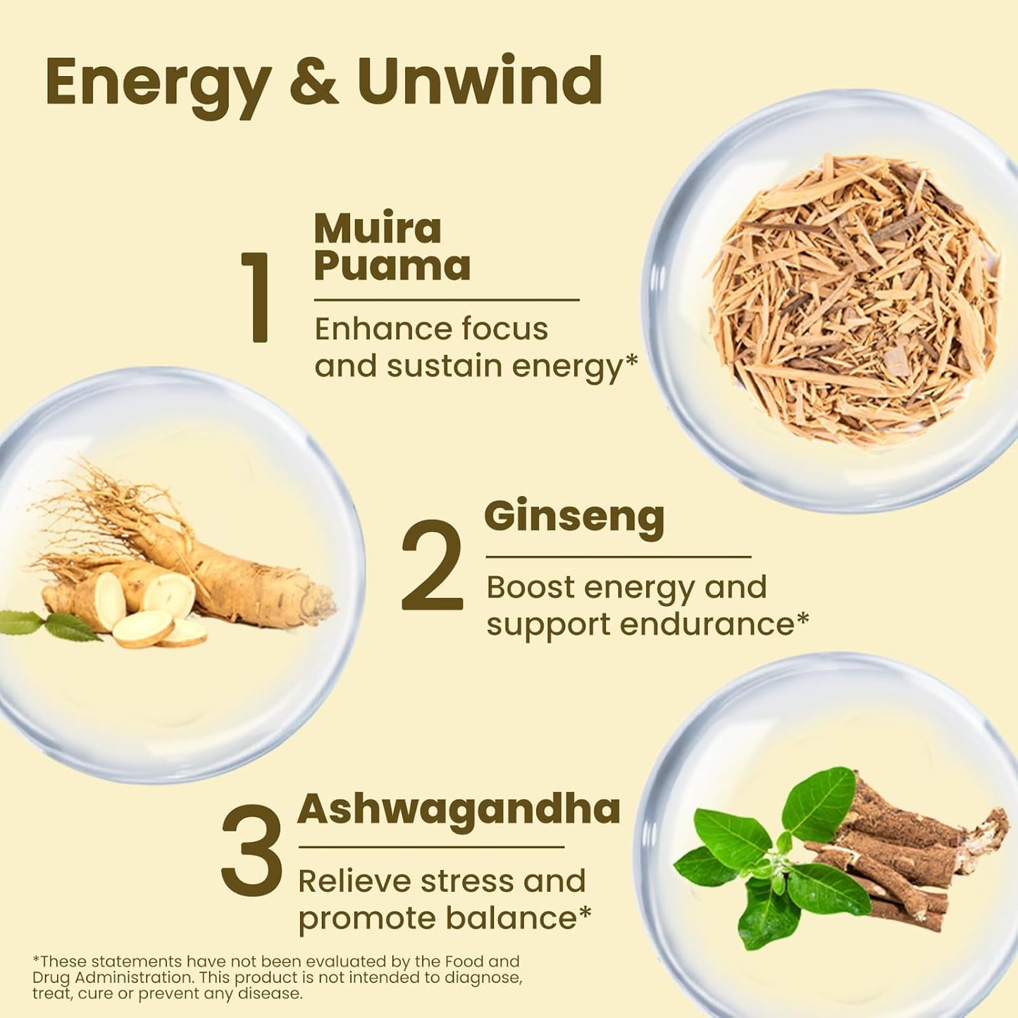 Adaptogen Energy Support Herbal Supplements with Ginseng, Ashwagandha, and Gingko - 60 Capsules for Immune Health and Stamina