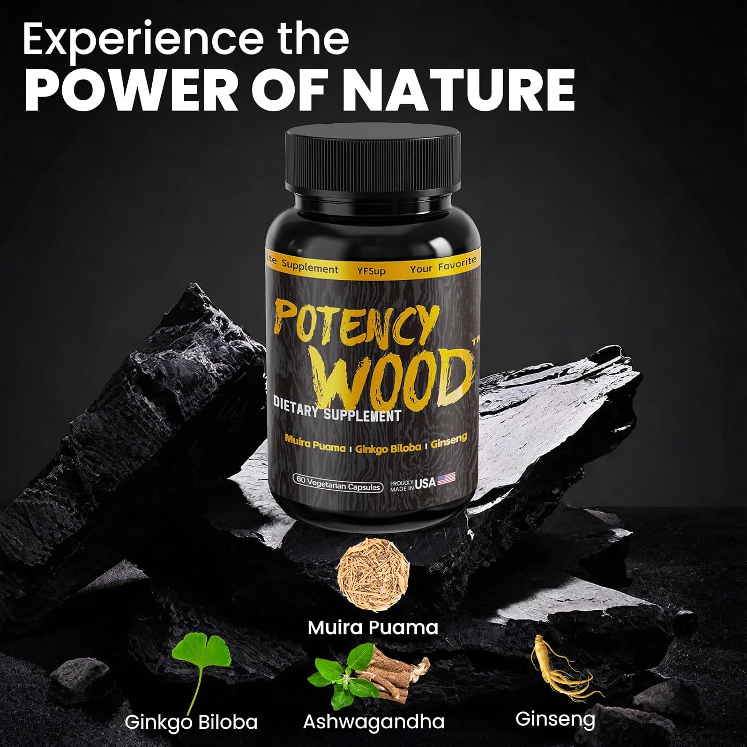 Adaptogen Energy Support Herbal Supplements with Ginseng, Ashwagandha, and Gingko - 60 Capsules for Immune Health and Stamina