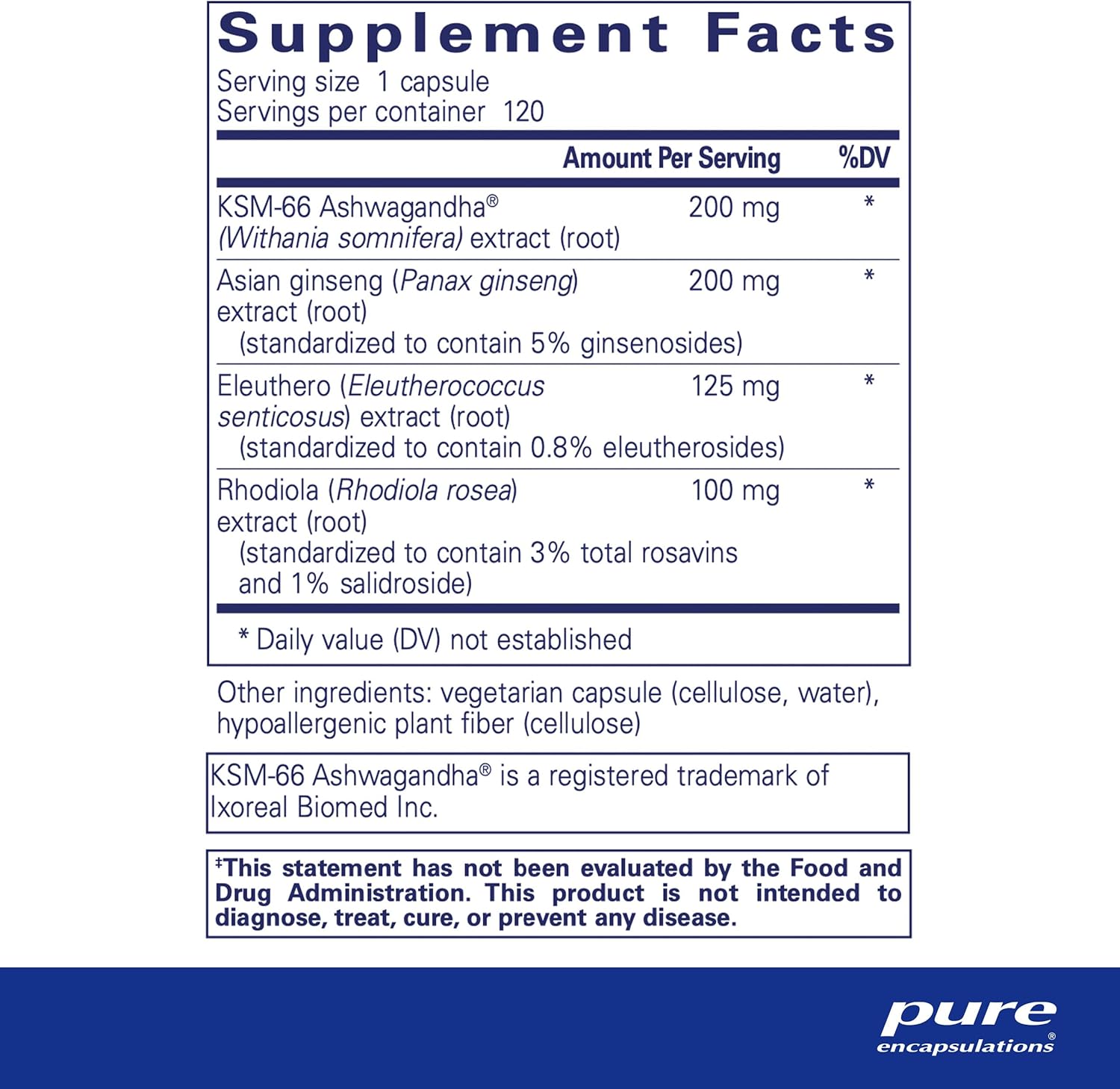 Adaptogen Formula for Stamina | Pure Encapsulations Energy Xtra | 120 Capsules