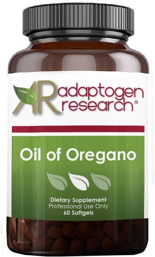 Adaptogen Research Oil of Oregano Softgels - High Carvacrol Concentration for Intestinal Cleansing - 60 Small Pills