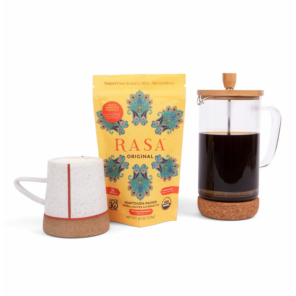 Adaptogenic Mushroom Coffee Alternative for Wellness, Sleep, Skin - Vegan, Keto, Ayurvedic Tonic with Chaga + Reishi - 8 oz