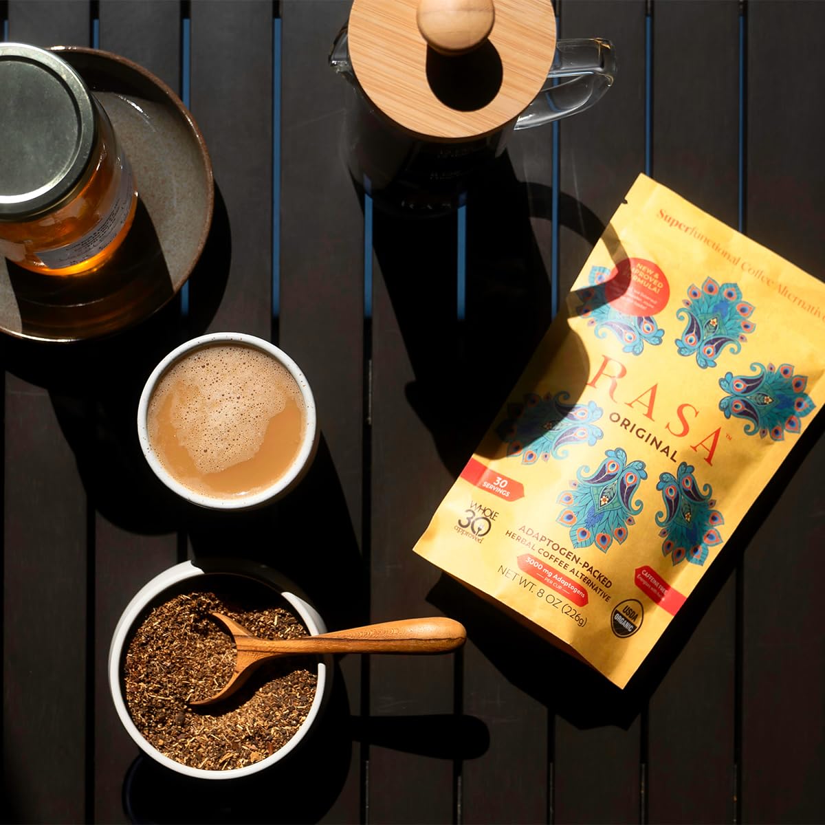 Adaptogenic Mushroom Coffee Alternative for Wellness, Sleep, Skin - Vegan, Keto, Ayurvedic Tonic with Chaga + Reishi - 8 oz