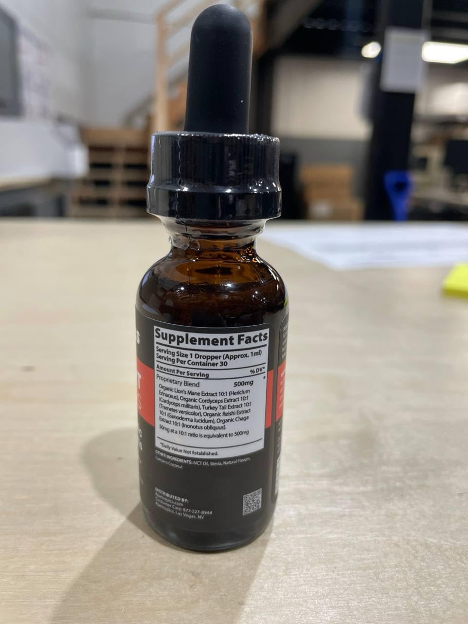 Adaptogenic Mushroom Tincture with Lion’s Mane, Cordyceps, Turkey Tail, Chaga, Reishi - Nootropic Supplement - Peach Watermelon Flavor - 30 Servings