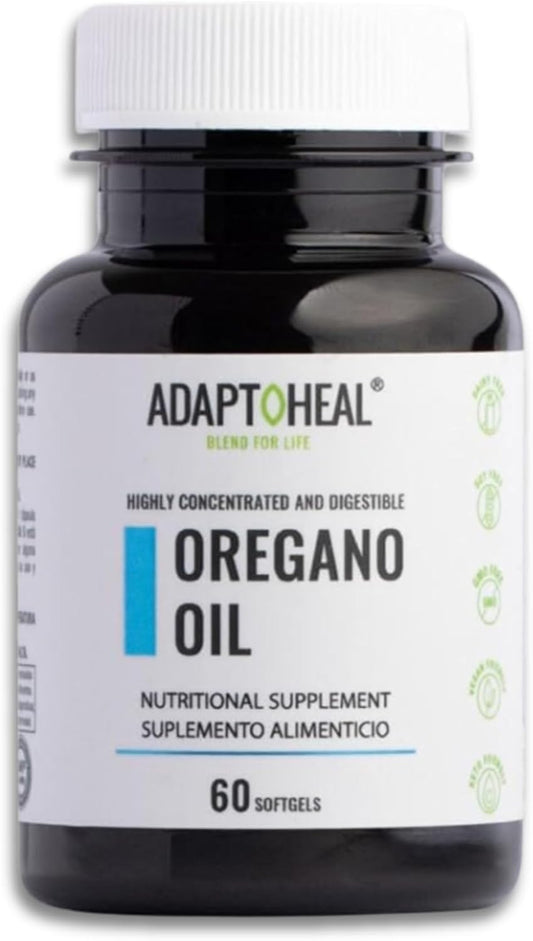 ADAPTOHEAL Oregano Oil Softgels - Immune & Digestive Support Supplement, 60 ct - Vegan, Non-GMO, Extra Virgin Olive Oil Formula