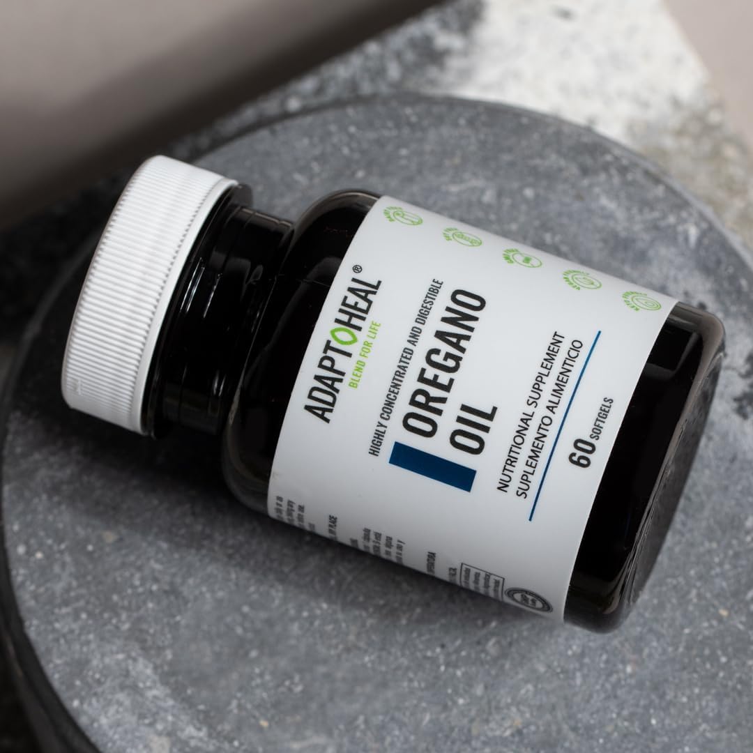 ADAPTOHEAL Oregano Oil Softgels - Immune & Digestive Support Supplement, 60 ct - Vegan, Non-GMO, Extra Virgin Olive Oil Formula