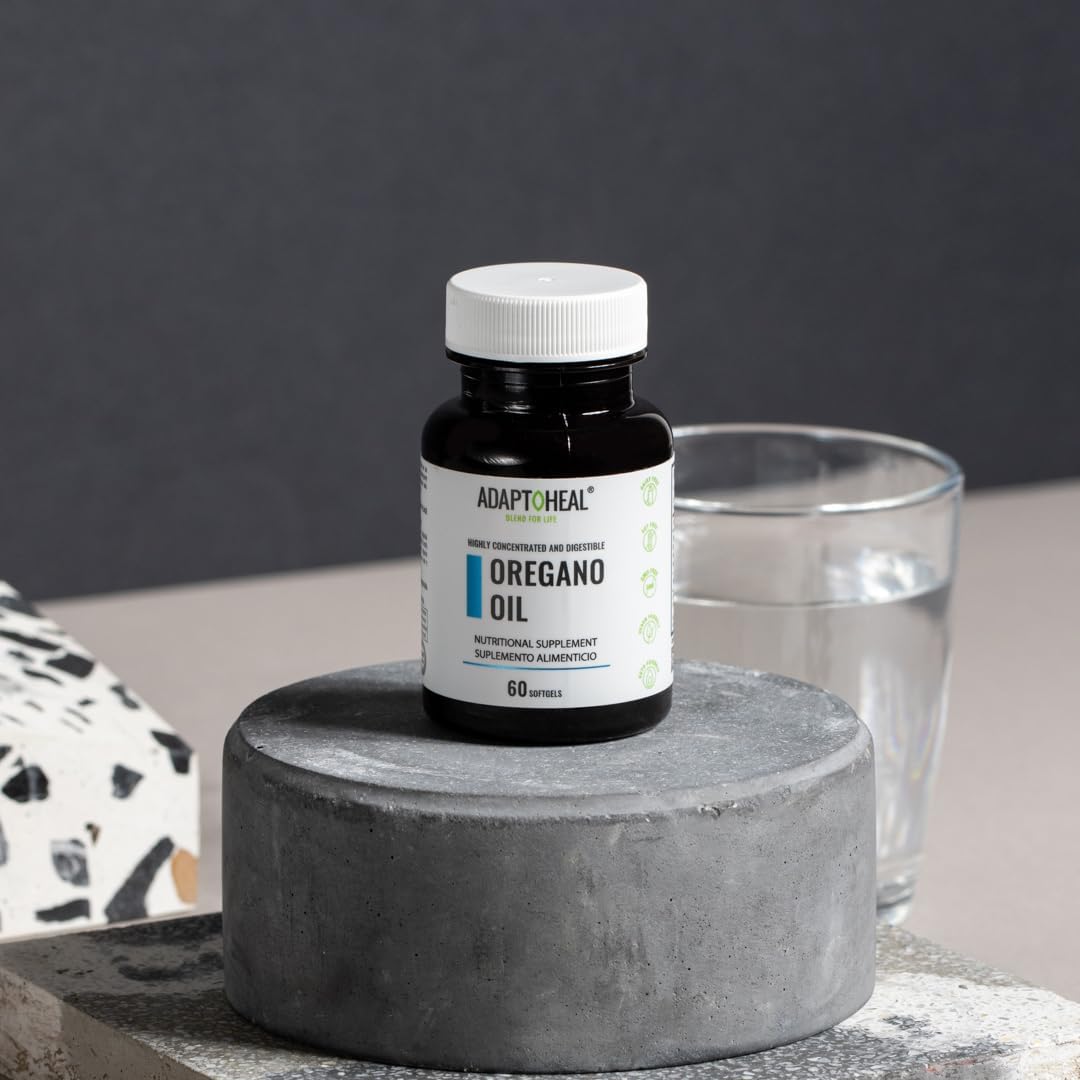 ADAPTOHEAL Oregano Oil Softgels - Immune & Digestive Support Supplement, 60 ct - Vegan, Non-GMO, Extra Virgin Olive Oil Formula