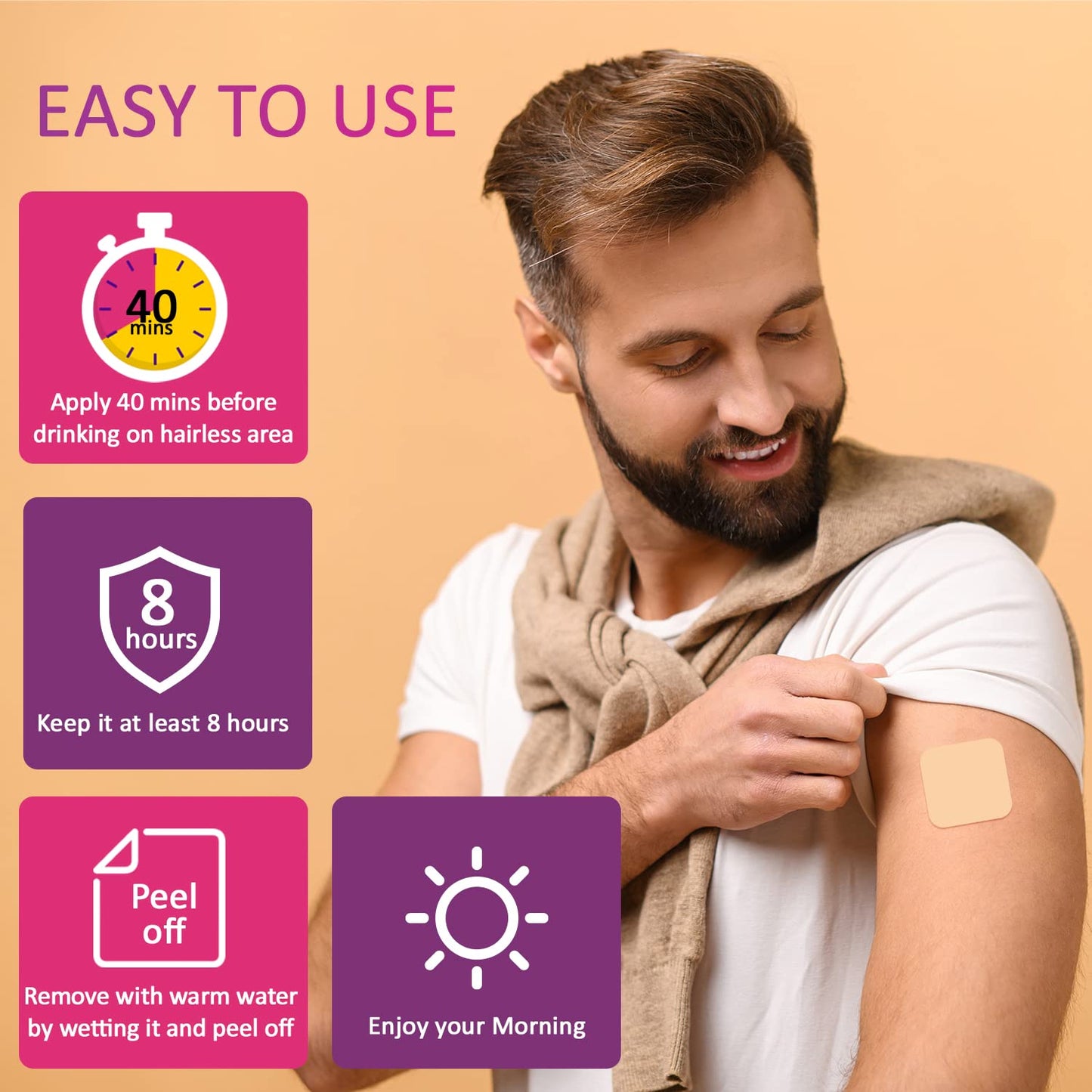 Adellina Party Treat Patches - 30 Patches: Natural Ingredients for Refreshed & Energized Mornings - 12 Formulas for Recovery