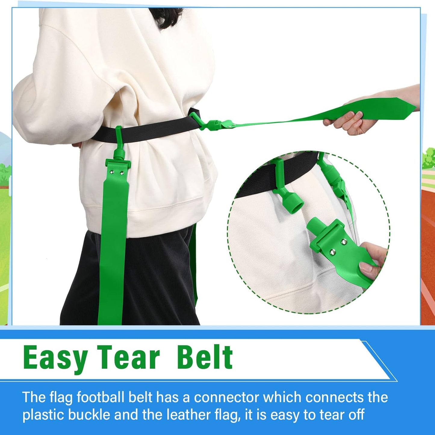 Adjustable 12 Player Flag Football Belts and Flags Set for Team Training Sport Events - Suitable for Kids, Teens, and Adults