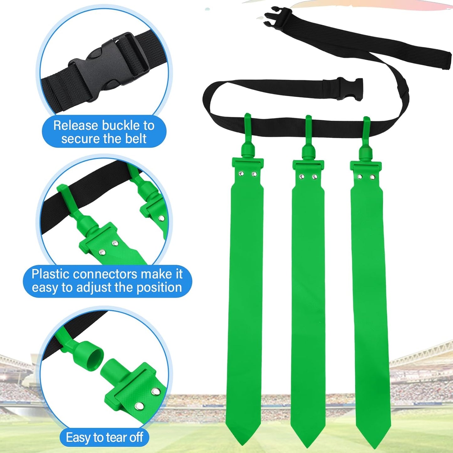 Adjustable 12 Player Flag Football Belts and Flags Set for Team Training Sport Events - Suitable for Kids, Teens, and Adults