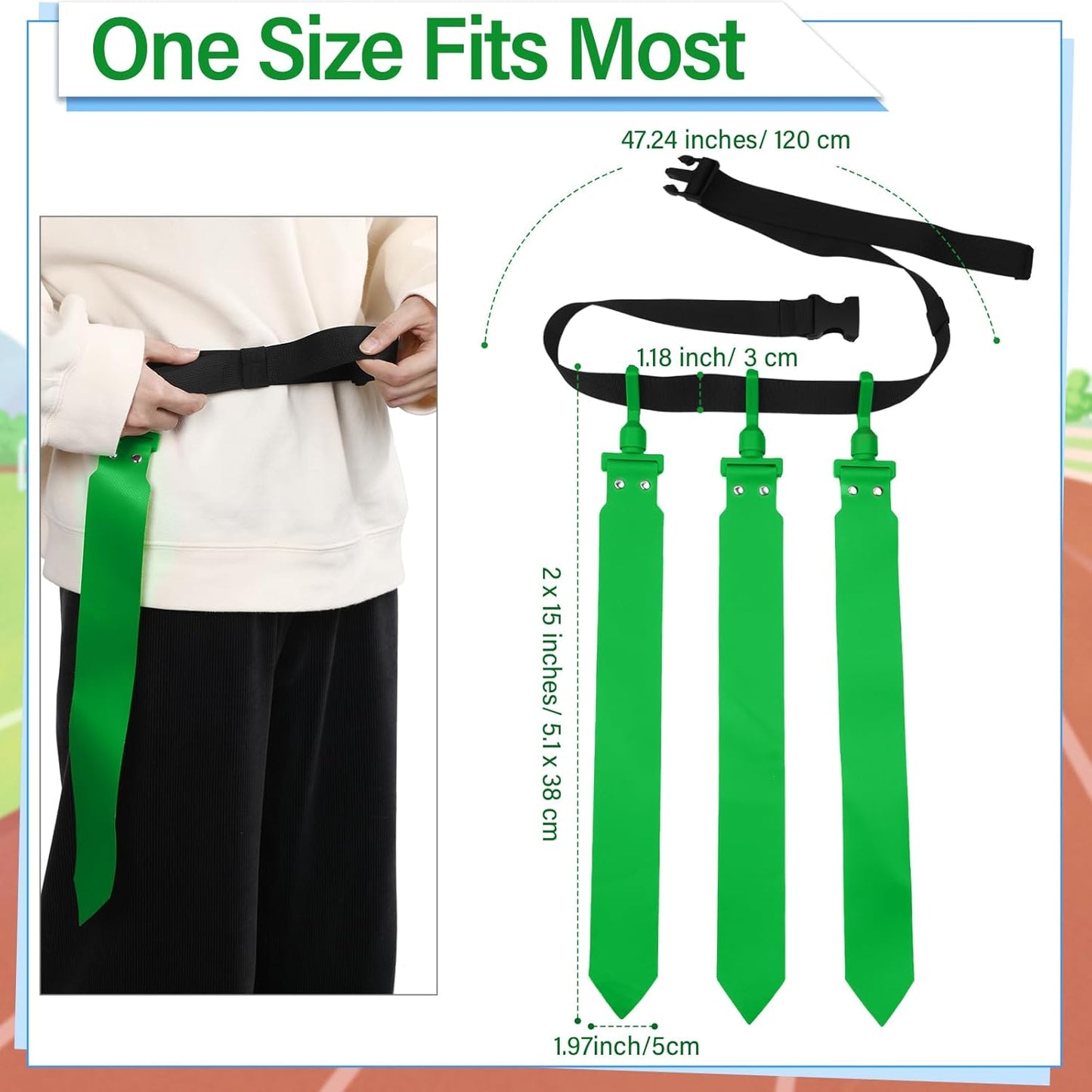Adjustable 12 Player Flag Football Belts and Flags Set for Team Training Sport Events - Suitable for Kids, Teens, and Adults