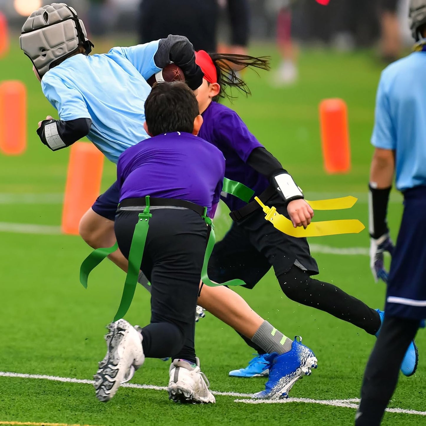 Adjustable 12 Player Flag Football Belts and Flags Set for Team Training Sport Events - Suitable for Kids, Teens, and Adults