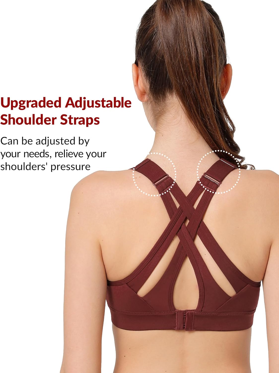 Adjustable Criss Cross Back High Impact Sports Bra for Large Bust - Yvette Full Support, No Bounce