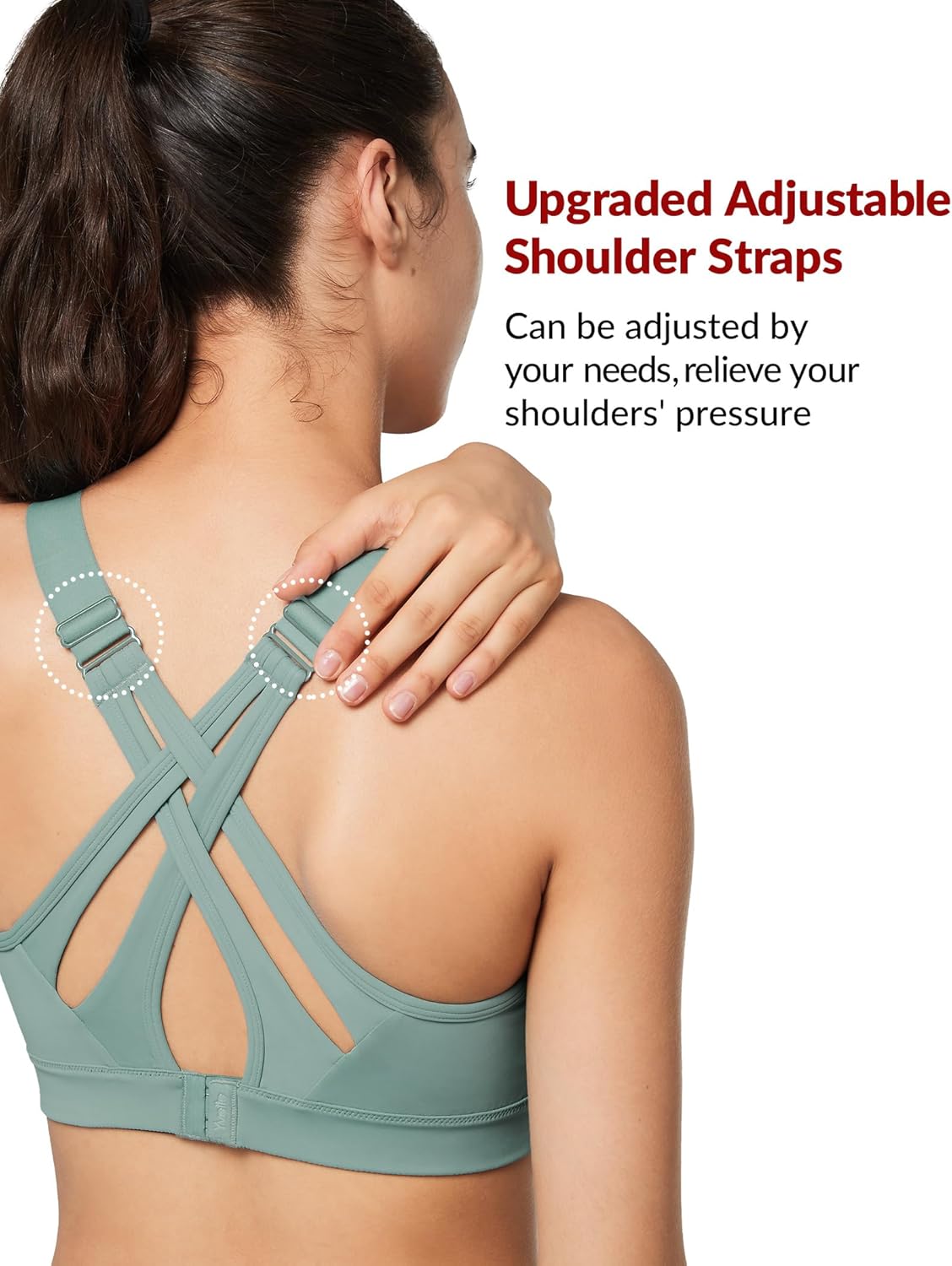 Adjustable Criss Cross Back High Impact Sports Bra for Large Bust - Yvette Full Support, No Bounce