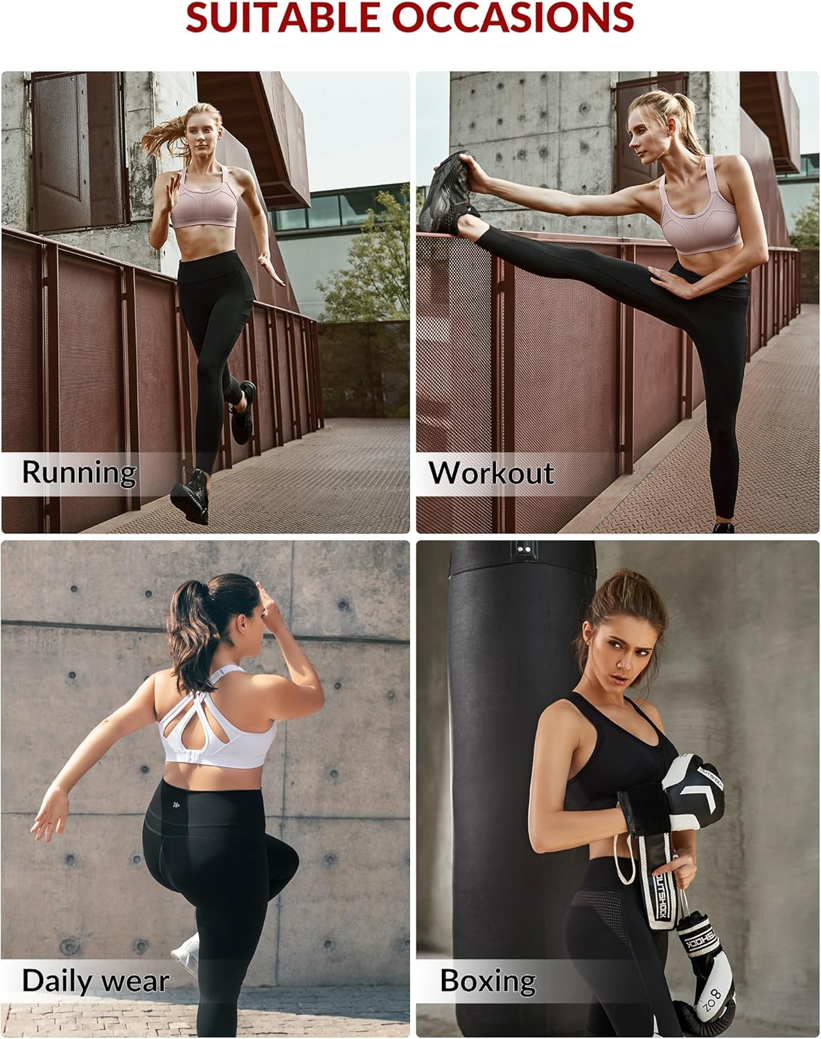 Adjustable Criss Cross Back High Impact Sports Bra for Large Bust - Yvette Full Support, No Bounce